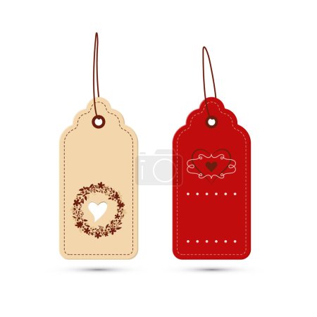 Illustration for Paper shopping tags with hearts - vector - Royalty Free Image