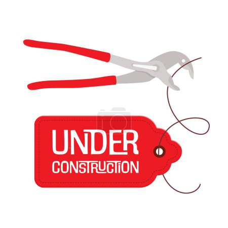 Illustration for Under construction symbol with tag and pliers - vector - Royalty Free Image