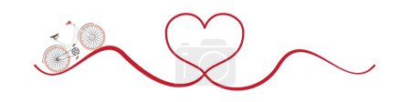 Illustration for Bike - isolated bicycle on heart thread - vector - Royalty Free Image