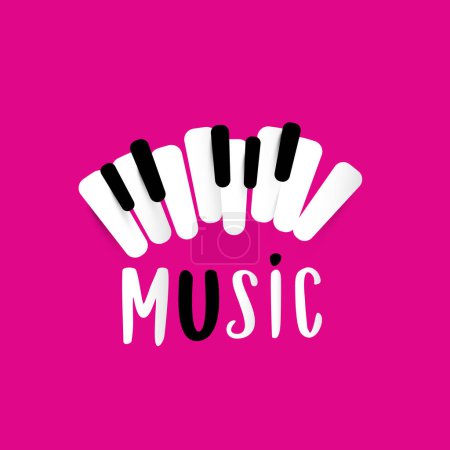 Téléchargez les illustrations : Design musical avec touches piano sur fond rose - vecteur - en licence libre de droit