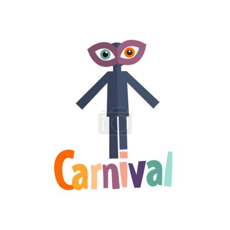 Ilustración de Carnaval símbolo con cun de papel hombre con máscara - vector - Imagen libre de derechos