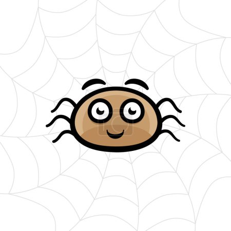 Téléchargez les illustrations : Petite araignée mignonne sur toile - vecteur - en licence libre de droit