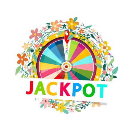 Ilustración de Rueda de la fortuna con el símbolo de Jackpot dentro de la corona - vector - Imagen libre de derechos