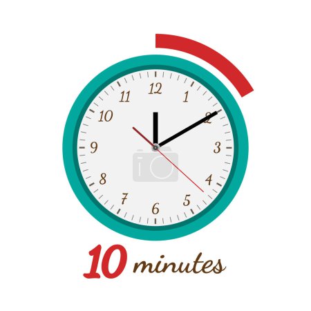 Téléchargez les illustrations : Symbole de temps de dix minutes - horloge analogique vectorielle de 10 minutes - en licence libre de droit