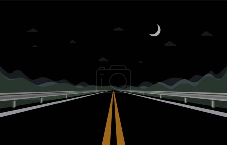 Téléchargez les illustrations : Autoroute de nuit - route asphaltée - vecteur - en licence libre de droit