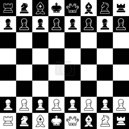 Illustration for Chess pieces on chessboard - vector - Royalty Free Image