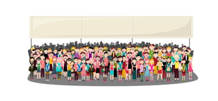 Ilustración de Multitud de personas con banner vacío - vector - Imagen libre de derechos