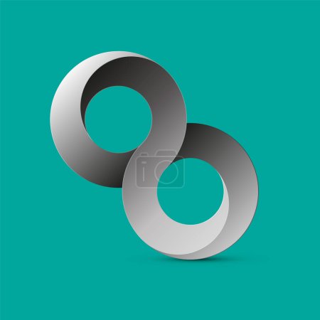 Illustration for Grey 3D infinity symbol on blue background - vector - Royalty Free Image