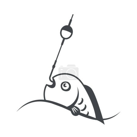 Téléchargez les illustrations : Symbole de poisson attrapé icône de pêche vectorielle - en licence libre de droit