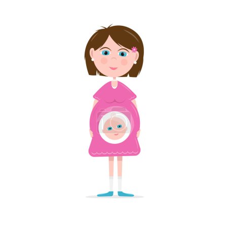 Téléchargez les illustrations : Femme enceinte isolée sur fond blanc illustration vectorielle - en licence libre de droit