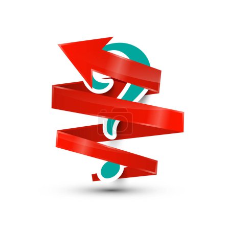 Ilustración de Question mark inside red 3d arrow isolated on white background - vector - Imagen libre de derechos