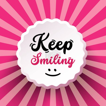 Téléchargez les illustrations : Keep smiling slogan on retro pink background - vector - en licence libre de droit
