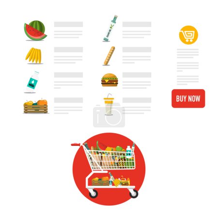 Illustration for Restaurant menu items on app screen - online delivery, vector - Royalty Free Image