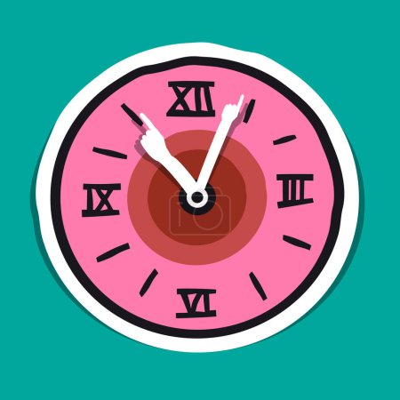 Illustration for Pink analog clock with hands vector symbol - Royalty Free Image
