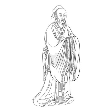 Illustration for Mencius; or Mengzi was a Chinese Confucian philosopher. Vector - Royalty Free Image