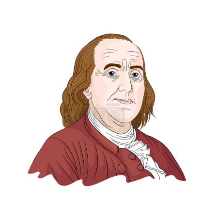 Ilustración de Retrato de vector dibujado a mano. Benjamin Franklin. - Imagen libre de derechos