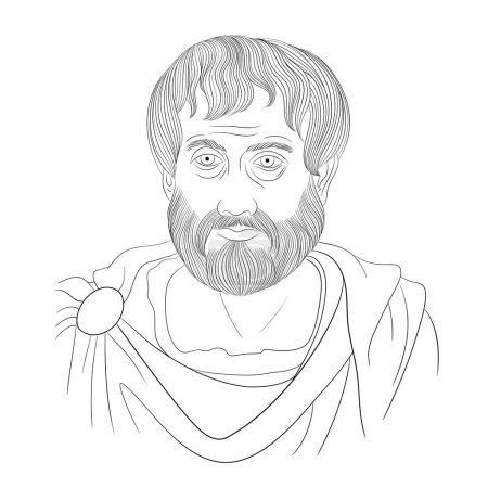 Téléchargez les illustrations : Thales of Miletus portrait de ligne d'art. Philosophe grec pré-socratique, mathématicien et astronome. Vecteur - en licence libre de droit