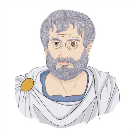 Téléchargez les illustrations : Philosophes grecs d'Athènes, portrait vectoriel de style croquis Aristote - en licence libre de droit