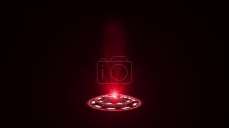 Photo for 3D rendering red round hologram emitting rays of light. Futuristic Sci-fi interface. Glow portal. Technology background. Good for tech title and background, news headline business intro screensaver - Royalty Free Image