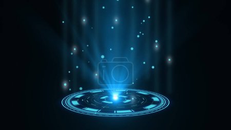 Photo for Rounded blue hologram HUD design. Digital technology concept. Radial graph visualization. Hi tech dashboard. Futuristic interface. Modern display. Virtual data. 3D rendering - Royalty Free Image