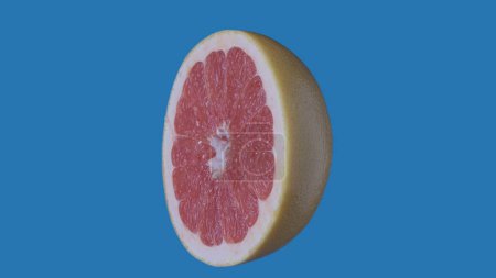 Photo for Healthy eating fruits and vegetables creative concept. Fruit against colored screen. Closeup studio shot of half of grapefruit side view isolated on blue background. - Royalty Free Image