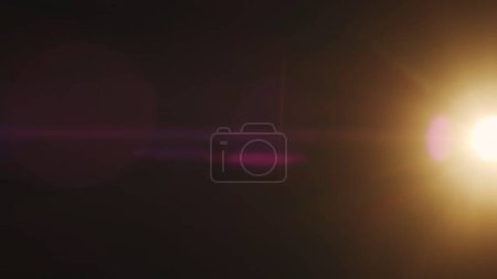 Photo for Cinematic lights reflections. Lens flare flashes effects on black background. Anamorphic lens flares advertisement template creative concept. Abstract overlay with light transition at the right side. - Royalty Free Image