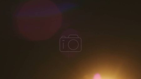 Photo for Cinematic lights reflections. Lens flare flashes effects on black background. Anamorphic lens flares advertisement template creative concept. Abstract overlay with round blended lights transition. - Royalty Free Image