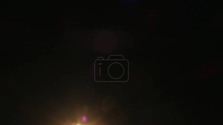 Photo for Cinematic lights reflections. Lens flare flashes effects on black background. Anamorphic lens flares advertisement template creative concept. Abstract overlay with light transition down left corner. - Royalty Free Image