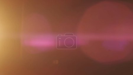 Photo for Cinematic lights reflections. Lens flare flashes effects on black background. Anamorphic lens flares advertisement template creative concept. Abstract overlay bright pink and yellow light transition. - Royalty Free Image