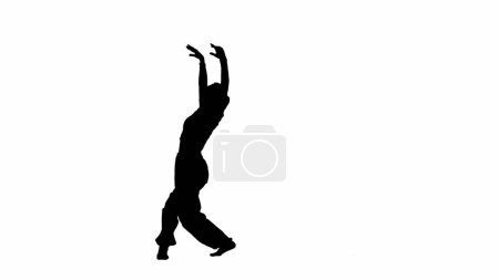 Photo for Modern creative choreography and dance concept. Portrait of female dancer. Attractive girl silhouette side view dancing contemporary dance, isolated on white background alpha channel. - Royalty Free Image