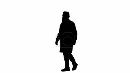 Photo for Healthcare and wellness creative concept. Portrait of man medic in studio isolated on white background alpha channel. Senior doctor silhouette in uniform walking with confident expression. - Royalty Free Image