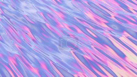 Photo for Smooth glossy abstract draped background in neon light. Neon red-blue wave. Hologram concept. - Royalty Free Image