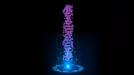 Photo for Hologram of dna spiral on a black background. Concept of genetics and medical science. Scientific Technology - Royalty Free Image