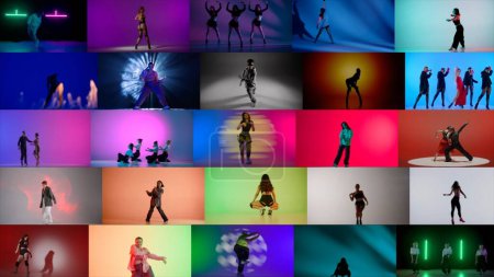Téléchargez les photos : Ensemble de collages de danseurs de différents styles - en image libre de droit