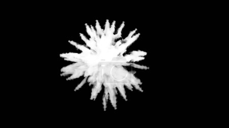 Foto de Explosión de humo concepto de publicidad creativa de animación abstracta. Explosión abstracta de humo blanco con corrientes dispersas. Aislado en el canal alfa de fondo negro. - Imagen libre de derechos