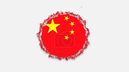 Téléchargez les photos : Modèle de drapeaux nationaux icône concept de publicité créative. Bulles en rouge et jaune étoiles couleurs formées forme ronde drapeau de la Chine. Isolé sur fond blanc avec canal alpha. - en image libre de droit