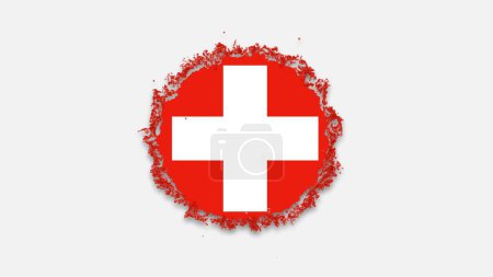 Photo for National flags template icon creative advertisement concept. Bubbles in red and white colors formed round form flag of Switzerland. Isolated on white background with alpha channel. - Royalty Free Image