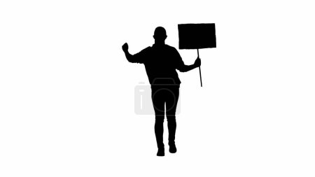 Téléchargez les photos : Silhouette d'une femme avec une affiche isolée sur fond blanc. Protestant féminin sur le canal alpha - en image libre de droit