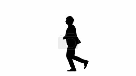 Photo for Modern businessman creative advertisement concept. Side view male model in studio isolated on white background with alpha channel. Silhouette of businessman in suit runs fast. - Royalty Free Image