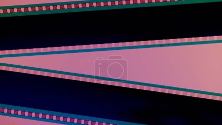 Foto de Dos tiras de película negra sobre fondo rosa de cerca. Marco de diapositiva de película de 35 mm. Copiar espacio - Imagen libre de derechos