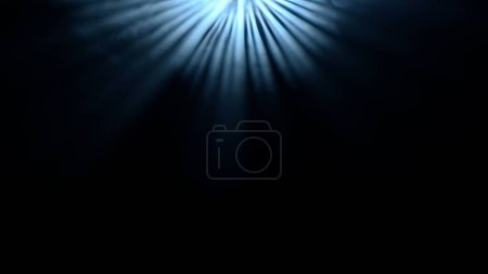 Photo for Professional stage equipment and lightning creative advertisement concept. Studio shot of projector haze isolated on black background. Blue light rays shining from spotlight with smoke moving fast. - Royalty Free Image
