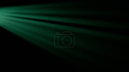 Photo for Professional stage equipment and lightning creative advertisement concept. Studio shot of projector haze jalousie effect isolated black background. Neon green light rays shining from side with smoke. - Royalty Free Image
