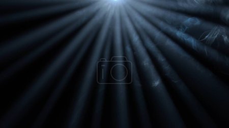 Photo for Professional stage equipment and lightning creative advertisement concept. Studio shot of projector haze isolated on black background. Beautiful blue colored light rays shining from top with smoke. - Royalty Free Image
