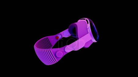 Photo for Apple Vision Pro High-tech Futuristic technology VR Glasses -Virtual reality device, 360 VR modern. Isolated on black background in neon light. Ukraine, Dnipro: January 2023. - Royalty Free Image