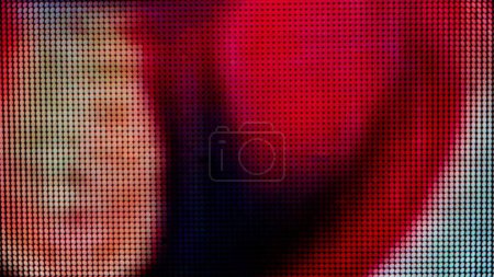 Photo for A macro shot of a digital LED panel. The image highlights the individual RGB pixels arranged in a grid. Screen blinking and epileptic glitches. - Royalty Free Image