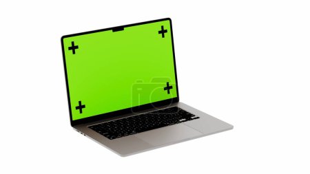 Illustration eines Laptops auf weißem Hintergrund Render 3D.