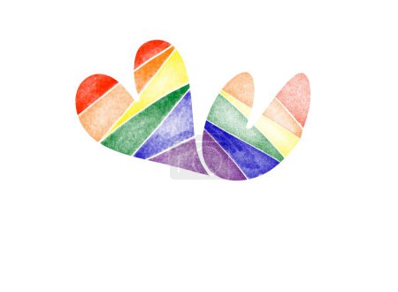 Rainbow heart drawing on white background with copy space for texts, concept for celebrating, supporting and attending the pride month events of LGBTQ+ people around the world.