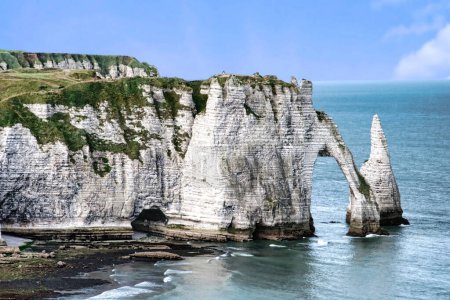 Photo for The cliffs of Etretat in the Pays de Caux, Seine Maritime department, Normandy, France. Coastline of the Cote d'Albatre. - Royalty Free Image