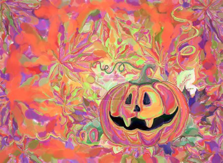 Téléchargez les photos : Citrouille d'Halloween psychédélique multicolore - en image libre de droit