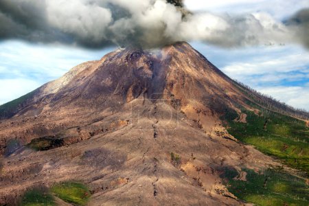 Mount Sinabung erupting. Stratovolcano in Sumatra, Indonesia